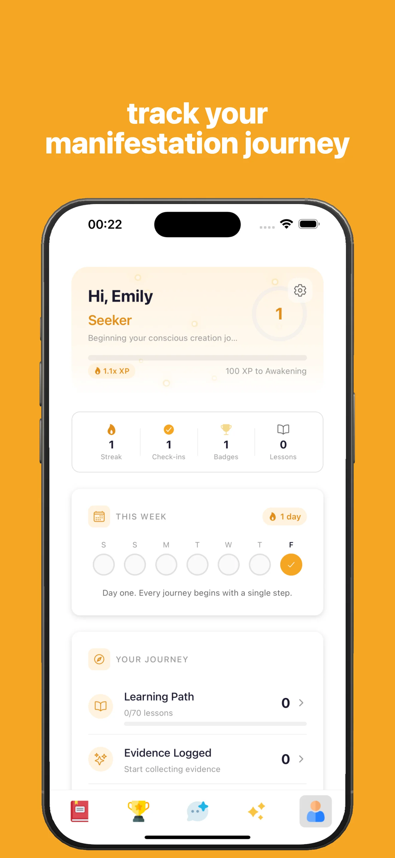 Mani app track your manifestation journey dashboard